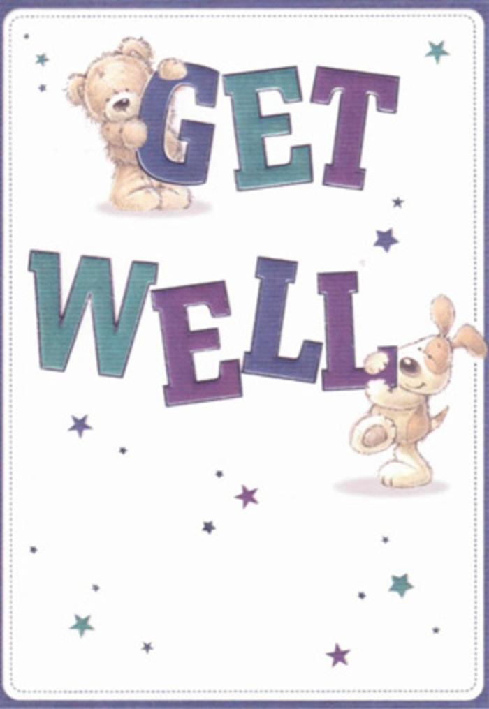 This get well card overflows with gentle encouragement, its illustration evoking the spirit of comfort that thrives along the streets of New Malden. At the centre, a cuddly bear and an eager puppy come together in a scene imbued with innocence-a tableau that feels almost tactile, inviting you to reach out and feel the softness of their fur. Around them, bright stars scatter like cheerful wishes, their radiant purples and aquas echoing the bold, uplifted typeface, which anchors the composition with confidence. The creamy background lightens the mood, much like stepping into a fresh, sunlit flower shop. Every visual element-from the subtle texture of the bear's plush coat to the velvety flop of the puppy's ears-adds depth and comfort, much as we layer scent and texture in an arrangement to lift a friend's spirits. This card, like a hand-delivered bouquet from a local New Malden florist, offers both visual and emotional solace. Whether paired with flowers or given on its own, it embodies that uniquely local warmth-the care and encouragement found among neighbours sharing a small kindness.